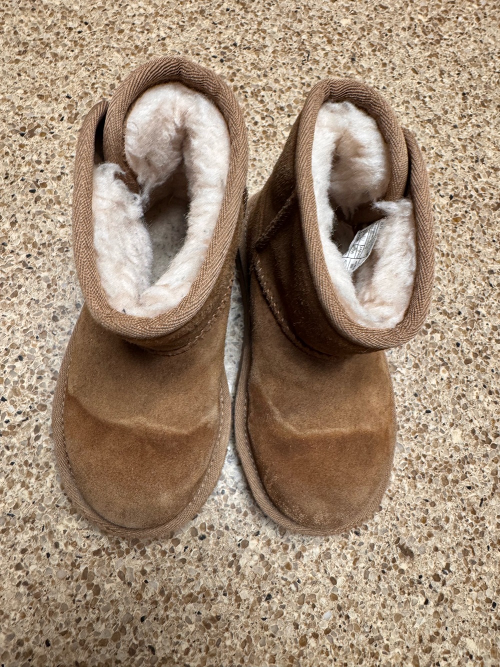 UGG Kids Cozy Shearling-Lined Brown Suede Boots